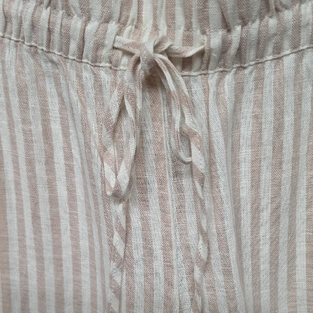 a new day Blush and White Striped Pull-On Linen Pants sz XXL